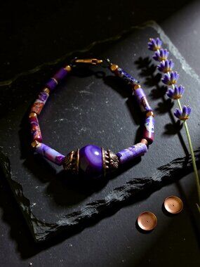 Purple Jasper & Agate Bracelet ~ Feminine Girly Boho Chic Gypsy Layering Jewelry